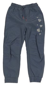 Šedomodré softshellové zateplené kalhoty se srdíčky X-mail