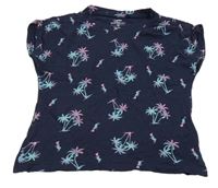 Tmavomodré tričko s palmami Pocopiano