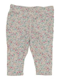 Bielo-ružovo-zelené kvetované legíny Carter's