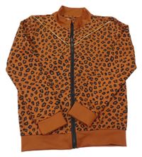 Rezavo-čierna prepínaci mikina s leopardím vzorom