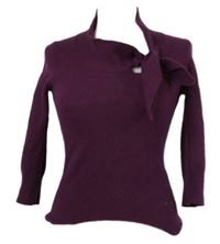 Dámsky vínový vlnený sveter s mašlou Oasis