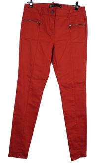 Dámské červené skinny elastické kalhoty Next vel. 14L