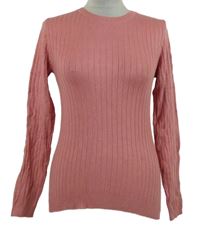 Dámský růžový žebrovaný svetr 