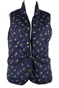 Dámska tmavomodrá károvaná šušťáková zatepená vesta s vtáčky George