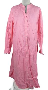 Nové - Dámské růžové košilové lněné šaty Primark 