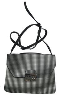 Dámská černo-bílá kostkovaná koženková crosboody kabelka 