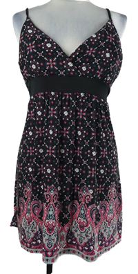 Dámske čierno-ružové kvietkovane šaty New Look