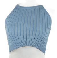 Dámský světlemodrý žebrovaný úpletový crop top Urbanic 