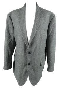Pánské tmavomodré vzorované vlněné sako M&S vel. 58