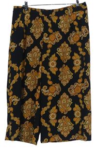 Dámske čierno-horčicové vzorované culottes nohavice Esmara
