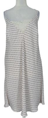 Dámska svetloružová kvietkovana nočná košeľa s čipkou M&S