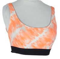 Dámský oranžovo-bílý batikovaný sportovní crop top Pink 