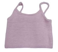 Svetloružový pletený chlpatý crop top