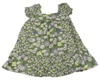 Zelené kvetinové plátenné šaty zn. M&S