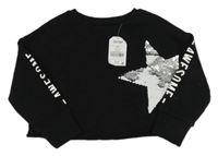 Nové - Černá mikina s hvězdou z flitrů Next