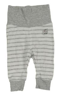 Bílo-šedé pruhované lehké tepláky s nášivkou H&M