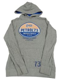 Šedá mikina s potiskem a kapucí Petrol