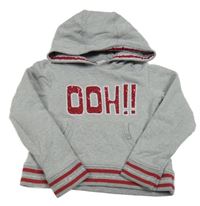 Sivá crop mikina s nápisom a kapucňou Orchestra