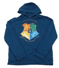 Tmavomodrá mikina s potiskem Harry Potter a kapucí 