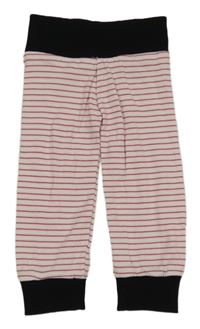 Světlerůžovo-bílo-červené pruhované lehké tepláky 