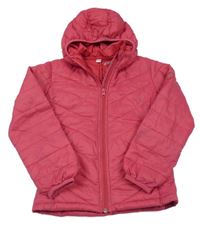 Malinová šušťáková prešívaná zateplená bunda s kapucňou Alive