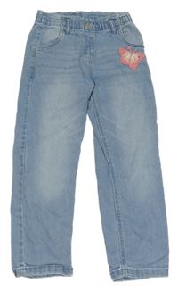 Světlemodré rifle s motýlkem Topolino