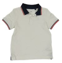 Bílo-tmavomodré polo tričko s výšivkou C&A