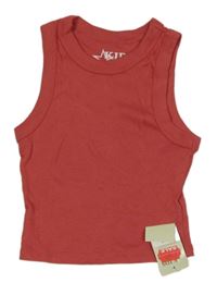 Nové - Ružovo-hnedý rebrovaný crop top