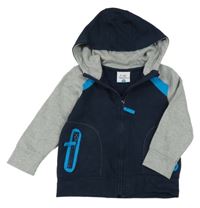 Tmavomodro-sivá prepínaci mikina s kapucňou Topolino