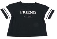 Čierno-biele crop tričko s nápisom