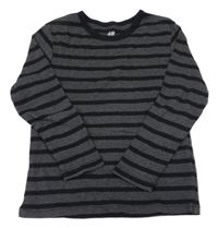 Černo-tmavošedé pruhované triko H&M