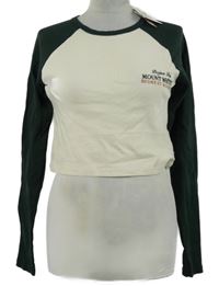 Nové - Dámské smetanovo-tmavozelené crop triko s nápisem Pacific Republic