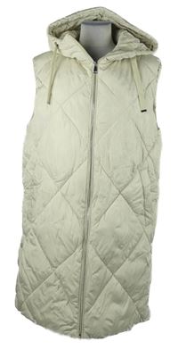 Dámská béžová šusťáková prošívaná zateplená maxi vesta s kapucí Primark