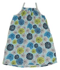 Modré vzorované bavlnené šaty