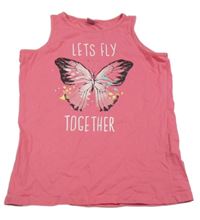 Ružové tielko s motýlom a nápisom Dopodopo