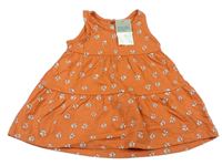 Oranžové kvetované bavlnené šaty Primark