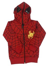 Červená vzorovaná prepínaci mikina s pavoukem a kapucí- Spiderman