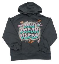 Tmavosivá mikina s nápisom a kapucňou zn. Primark