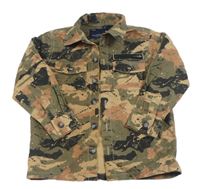 Hnědo-khaki army plátěná košilová bunda Next