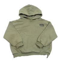 Světlekhaki mikina s nápisom a kapucňou Zara