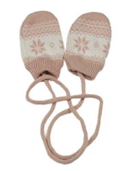 Světlerůžovo-bílé rukavice s norským vzorem