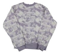 Lila-biela batikovaná mikina H&M