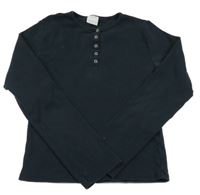 Čierne rebrované tričko s cvokmi  Zara