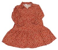 Červené vzorované košilové šaty Zara