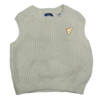 Biela pletená vesta s vtáčikom Okaidi