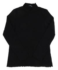 Čierne rebrované tričko V by Very