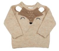 Svetloružová -hnedý sveter s ňufáčikom  Primark