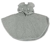 Šedé froté osuškové pončo s kapucí- slon