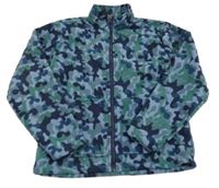 Tmavomodro-zelená army fleecová propínací mikina