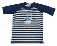 Tmavomodro-biele pruhované UV tričko s chobotnicí Alive